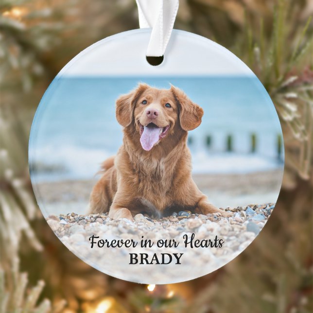 Forever in our Hearts - Dog 2 Photo Pet Memorial Ornament (Creator Uploaded)