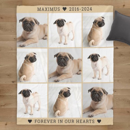 Forever in Our Hearts Dog Photo Collage Memorial Fleece Blanket