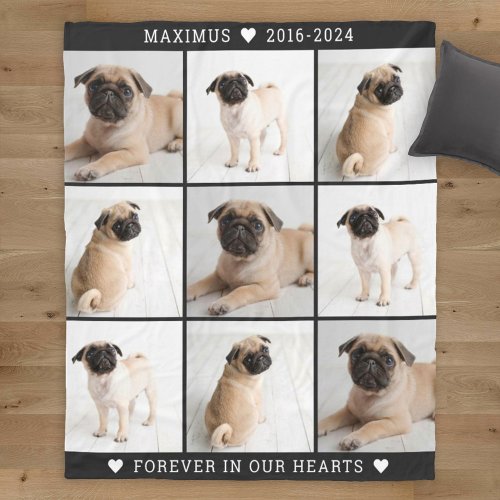 Forever in Our Hearts Dog Photo Collage Memorial Fleece Blanket