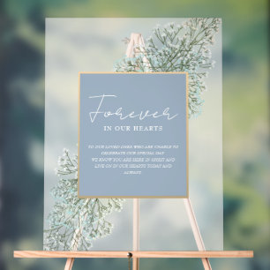 Forever In Our Hearts Dusty Blue Wedding Memorial Acrylic Sign