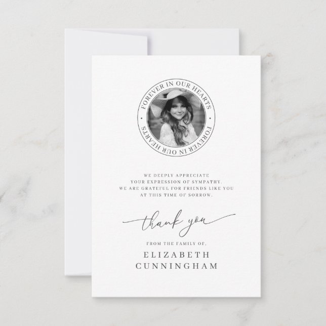 Forever in our Hearts Elegant Chic Photo Thank You Card (Front)