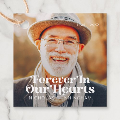 Forever In Our Hearts Elegant Photo Memorial Favor Tags
