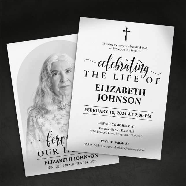 Forever in Our Hearts: Elegant Photo Memorial Invitation (Creator Uploaded)