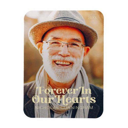 Forever In Our Hearts Elegant Photo Memorial Magnet