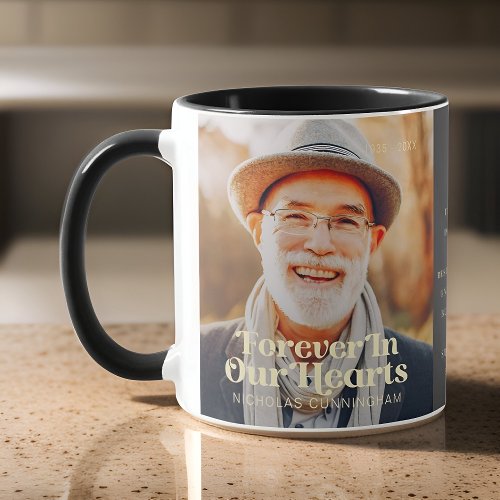 Forever In Our Hearts Elegant Photo Memorial Mug