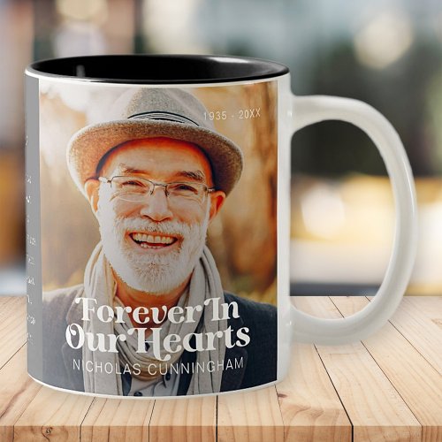 Forever In Our Hearts Elegant Photo Memorial Two_Tone Coffee Mug