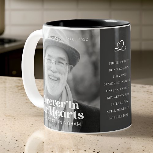 Forever In Our Hearts Elegant Photo Memorial Two_Tone Coffee Mug