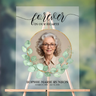 Forever in our Hearts Eucalyptus Funeral Acrylic Sign