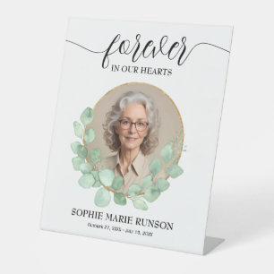 Forever in our Hearts Eucalyptus Funeral Pedestal Sign