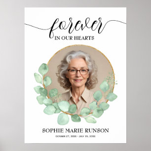 Forever in our Hearts Eucalyptus Funeral Poster