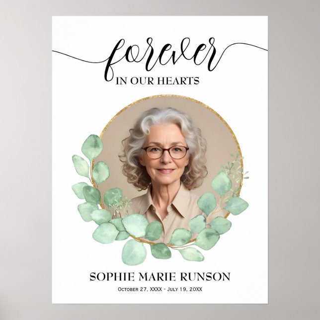 Forever in our Hearts Eucalyptus Funeral Poster (Front)