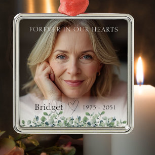 Forever In Our Hearts Eucalyptus Remembrance Metal Ornament