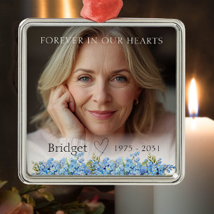 Forever In Our Hearts Forget-me-nots Remembrance Metal Ornament