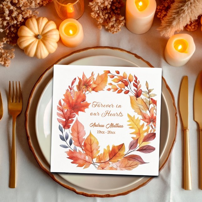 Forever in our Hearts Funeral Fall Floral Napkins (Creator Uploaded)