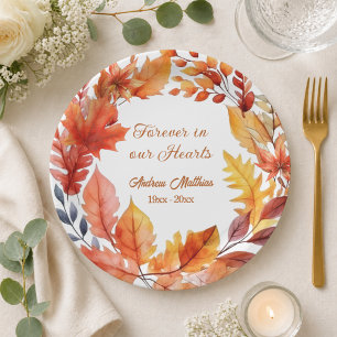Forever in our Hearts Funeral Fall Floral Paper Plates