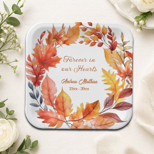 Forever in our Hearts Funeral Fall Floral Paper Plates
