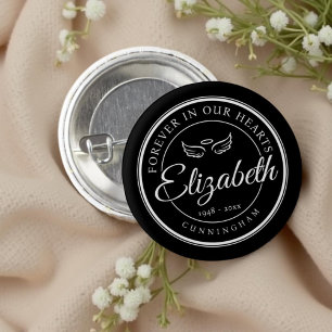 Forever in our Hearts Funeral Memorial Angel Wings Button