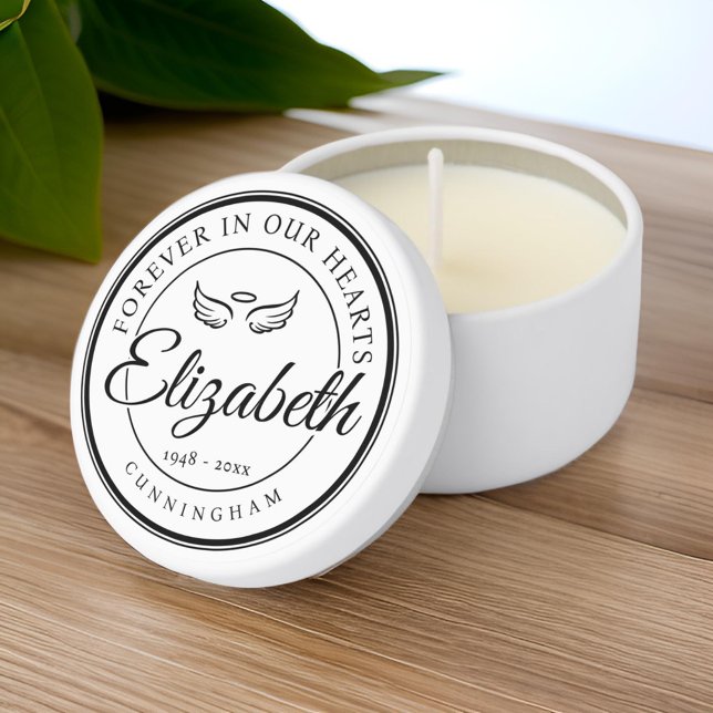 Forever in our Hearts Funeral Memorial Angel Wings Mini Candle Favors (Creator Uploaded)