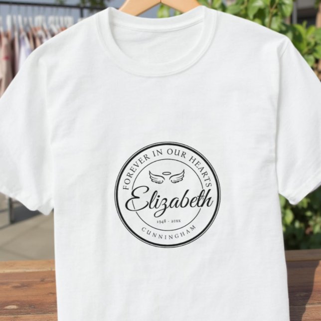 Forever in our Hearts Funeral Memorial Angel Wings T-Shirt (Creator Uploaded)