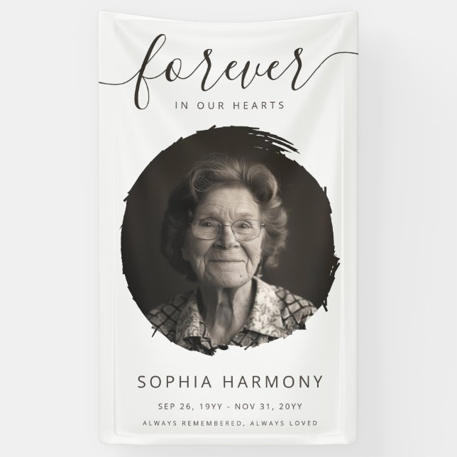 Forever in Our Hearts Funeral Memorial Banner (Vertical)