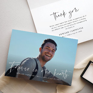 Forever in our Hearts Funeral Memorial Letterpress Thank You Card