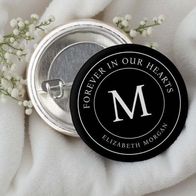 Forever in our Hearts Funeral Memorial Modern Button (Creator Uploaded)
