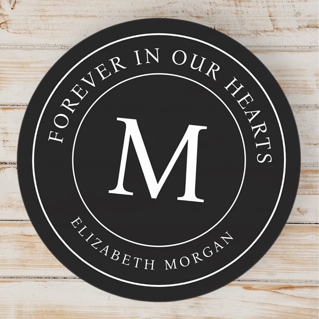 Forever in our Hearts Funeral Memorial Modern Classic Round Sticker (Creator Uploaded)