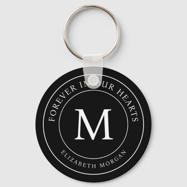 Forever in our Hearts Funeral Memorial Modern Keychain (Front)