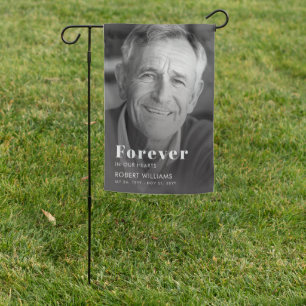 Forever In Our Hearts Funeral Memorial Photo Garden Flag