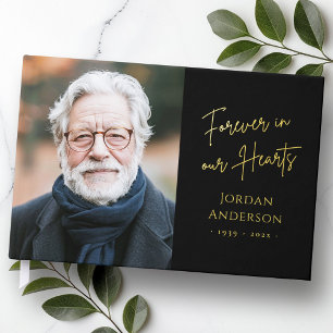 Forever in our hearts funeral memorial photo real foil guest book