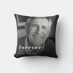 Forever In Our Hearts Funeral Memorial Photo Throw Pillow
