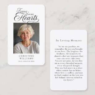 "Forever in our Hearts" Funeral Memorial Prayer Business Card