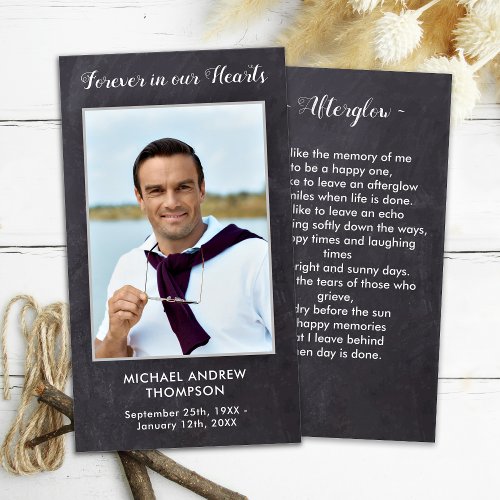 Forever In Our Hearts Funeral Memorial Prayer Card
