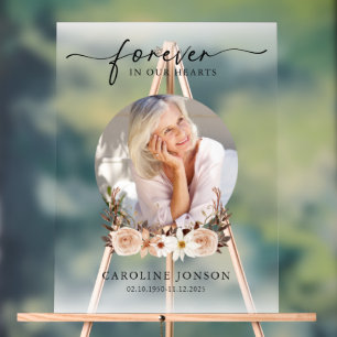Forever in Our Hearts Funeral Memorial Service Acrylic Sign