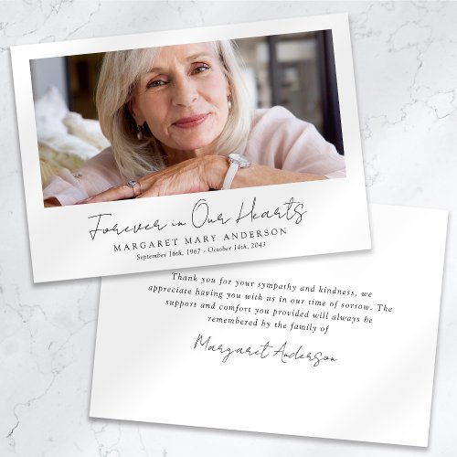 Forever in Our Hearts Funeral Memorial Thank You Card