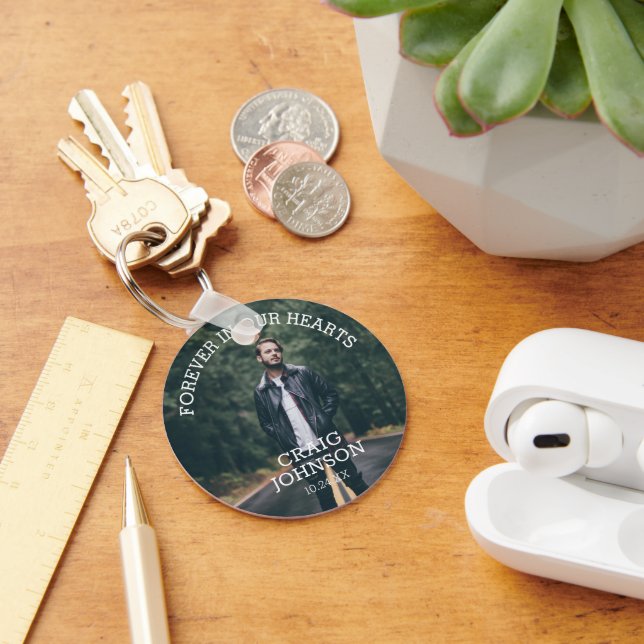 Forever In Our Hearts | Funeral Photo Keychain (Desk)