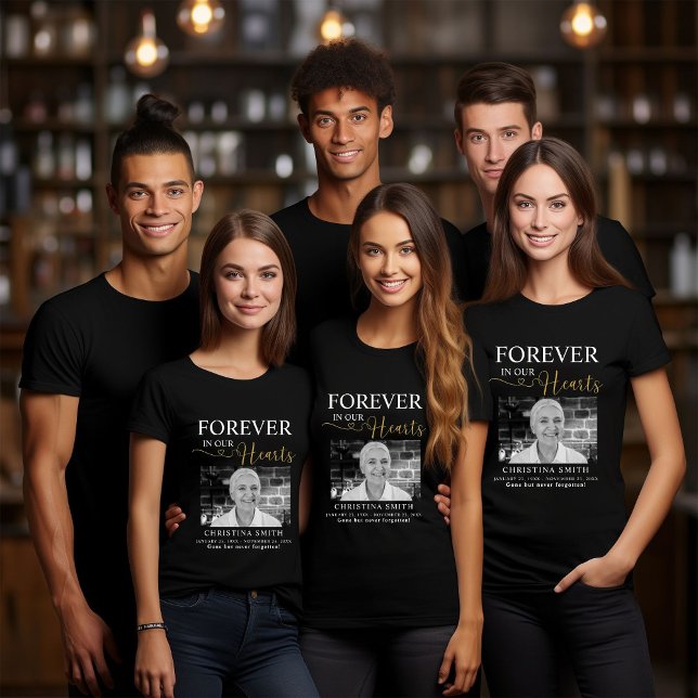 Forever in our hearts Funeral Photo Memorial  Tri-Blend Shirt (Creator Uploaded)
