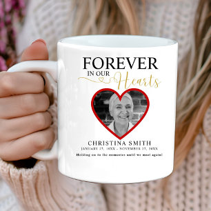 Forever in our hearts Funeral Photo Memorial Tri- Coffee Mug