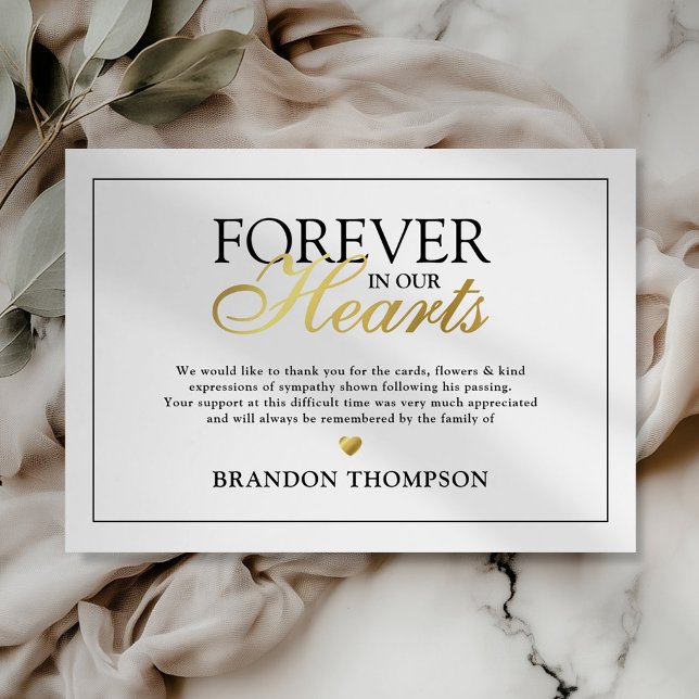 Forever In Our Hearts Funeral Photo Thank You Card (Creator Uploaded)