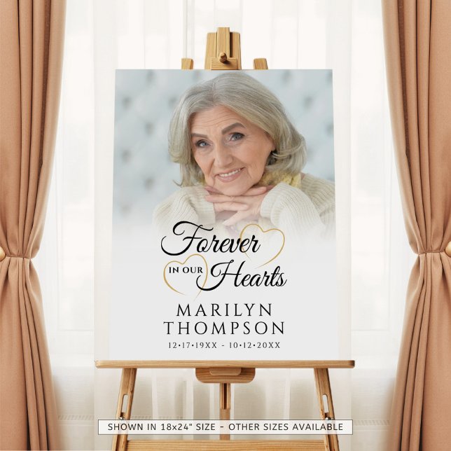 FOREVER IN OUR HEARTS Funeral Photo Welcome Foam Board (Creator Uploaded)