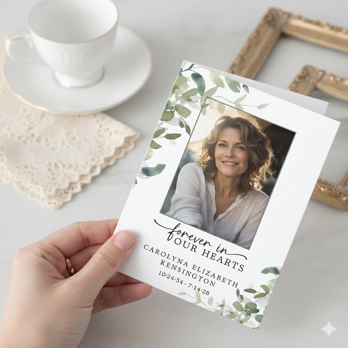 Forever in Our Hearts Funeral Prayer Card