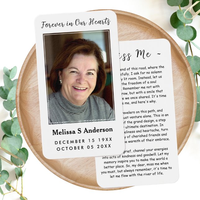 Forever in Our Hearts Funeral Prayer Photo Card (Creator Uploaded)
