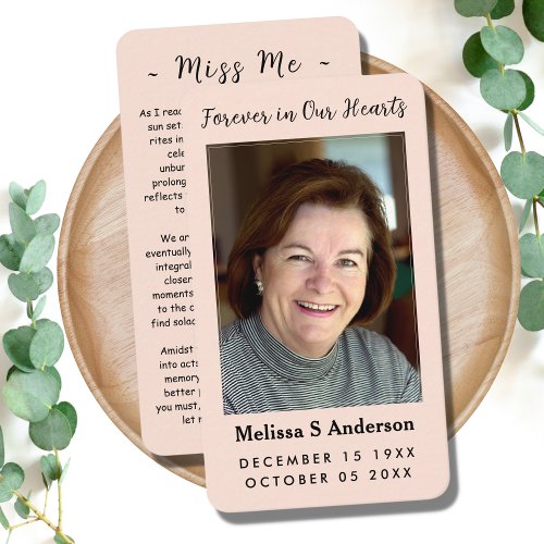 Forever in Our Hearts Funeral Prayer Photo Card