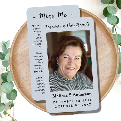 Forever in Our Hearts Funeral Prayer Photo Card