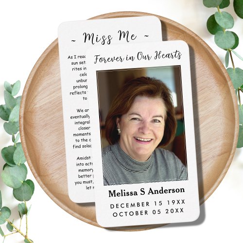 Forever in Our Hearts Funeral Prayer Photo Card