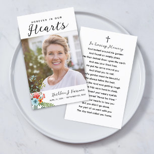 Forever In Our Hearts Funeral Prayer Photo Card