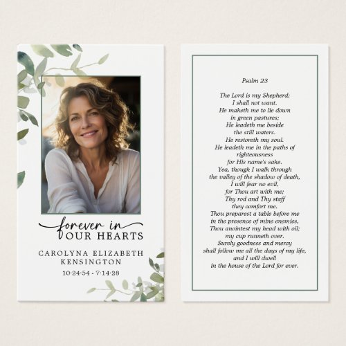 Forever in Our Hearts Funeral Psalm Prayer Card