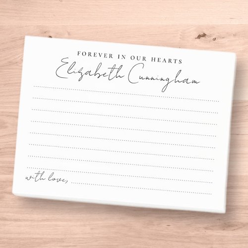 Forever In Our Hearts Funeral Share a Memory Post_it Notes