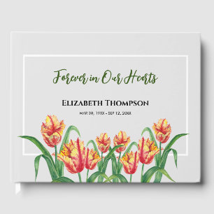 Forever in Our Hearts Funeral Watercolor Tulips Guest Book