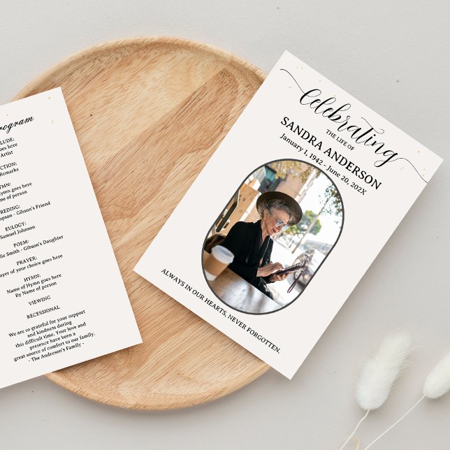 Forever In Our Hearts Funeral with Photo Program (Forever In Our Hearts Funeral Program Template)